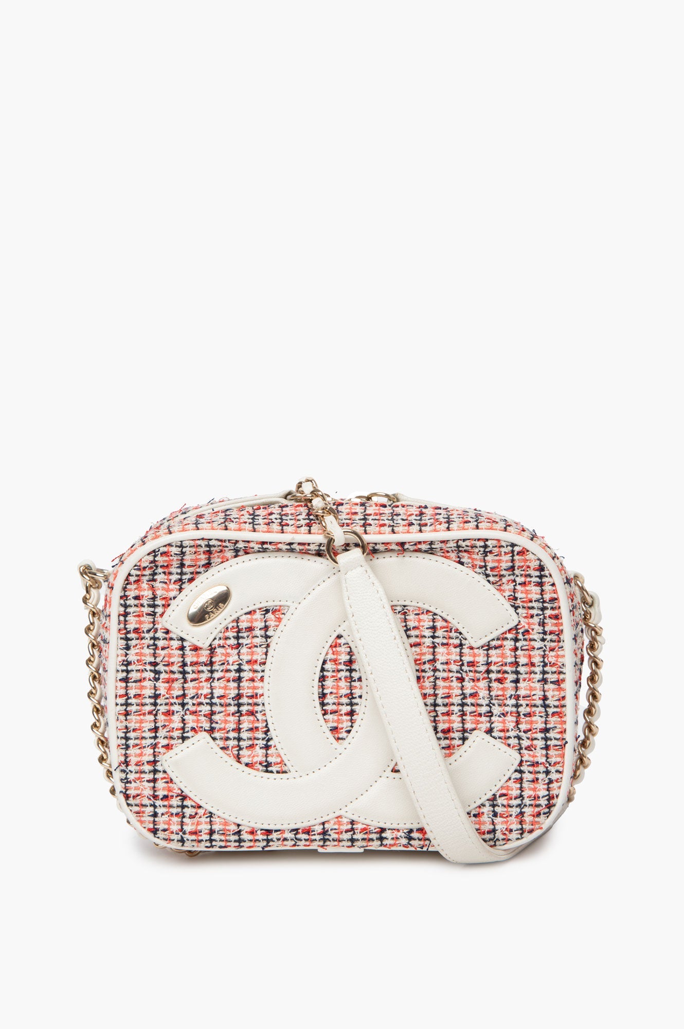 Chanel Multi-Color Tweed CC Logo Mania Camera Bag