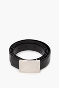 Chanel Black and Silver Buckle Belt Size 110 Mens
