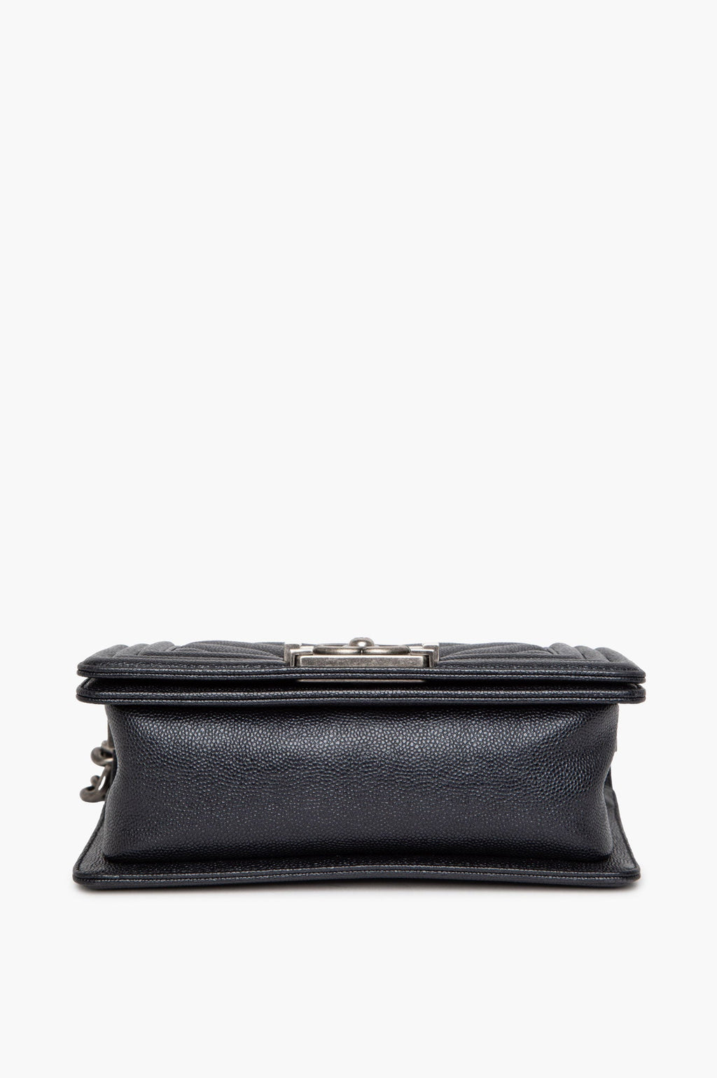 Chanel Black Chevron Caviar Small Boy Flap Bag