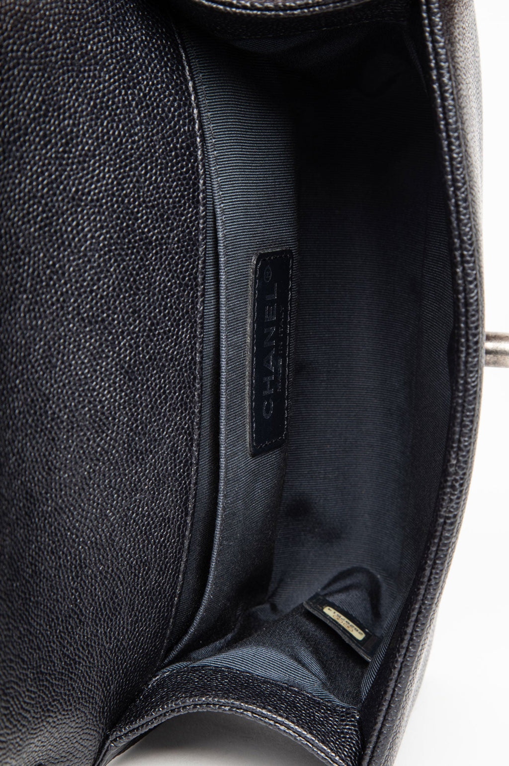 Chanel Black Chevron Caviar Small Boy Flap Bag