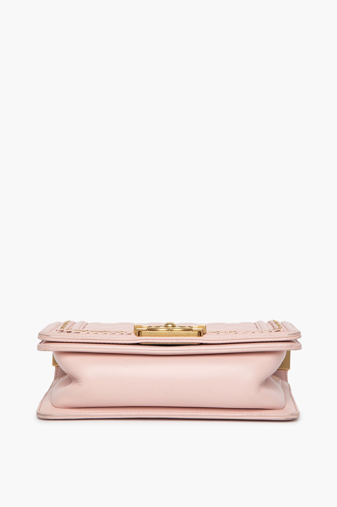 Chanel Pink Small Boy Bag With Gold Chain Embroidery