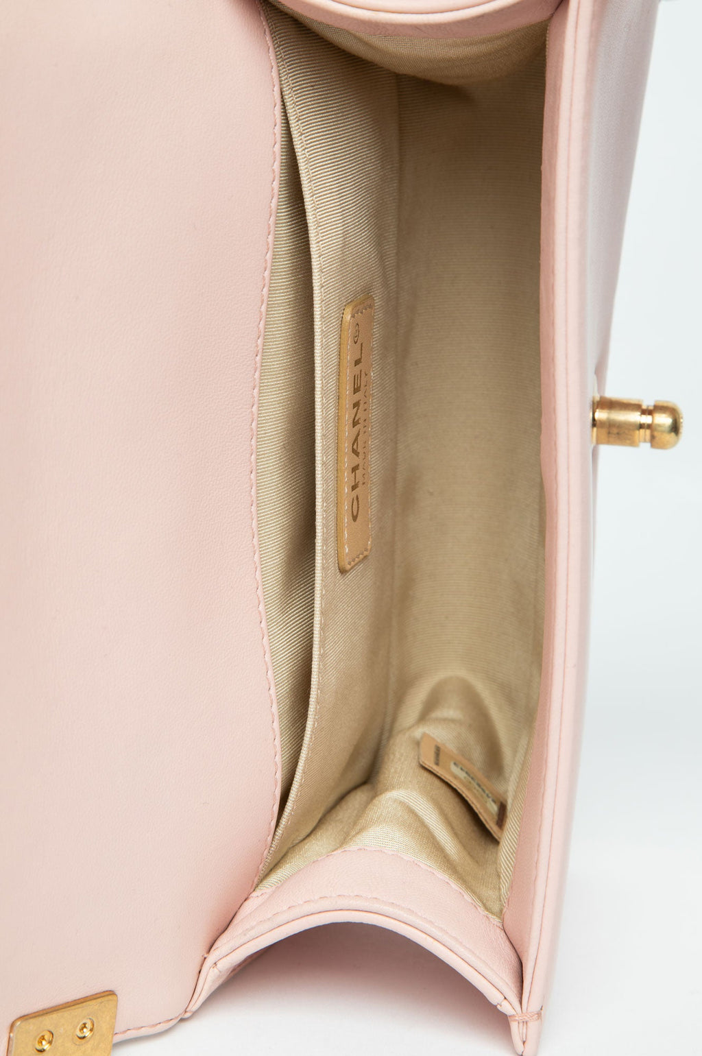 Chanel Pink Small Boy Bag With Gold Chain Embroidery