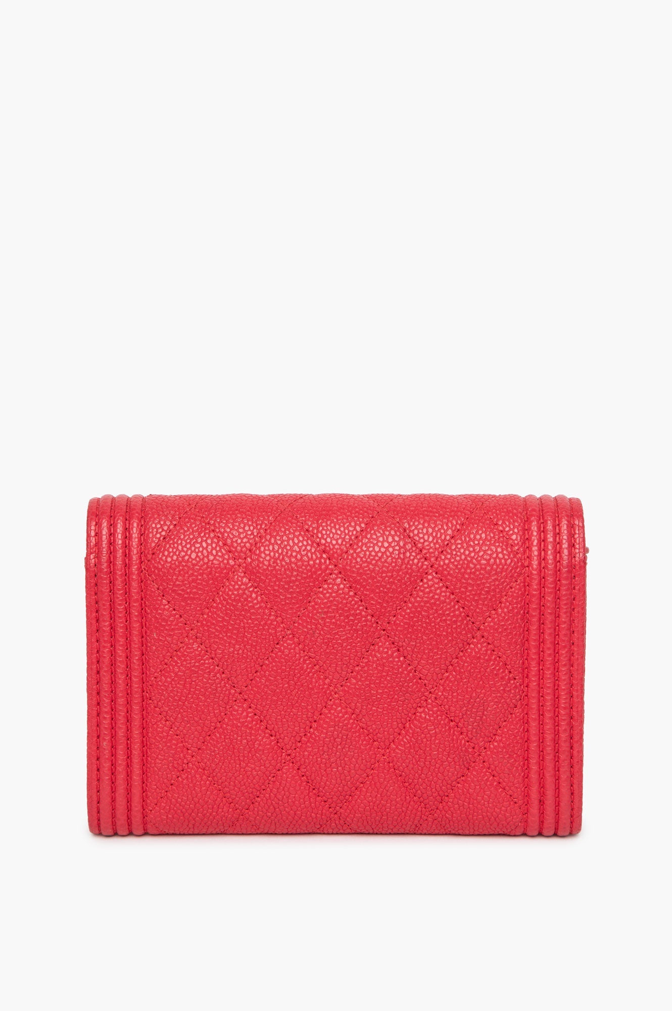 Chanel Cherry Red Caviar Boy Flap Wallet
