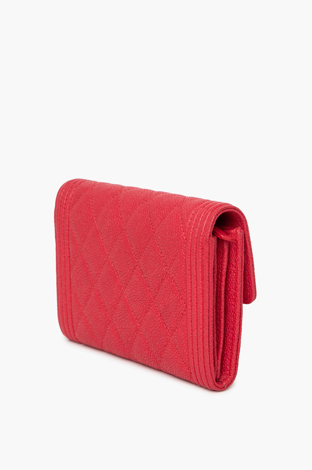 Chanel Cherry Red Caviar Boy Flap Wallet