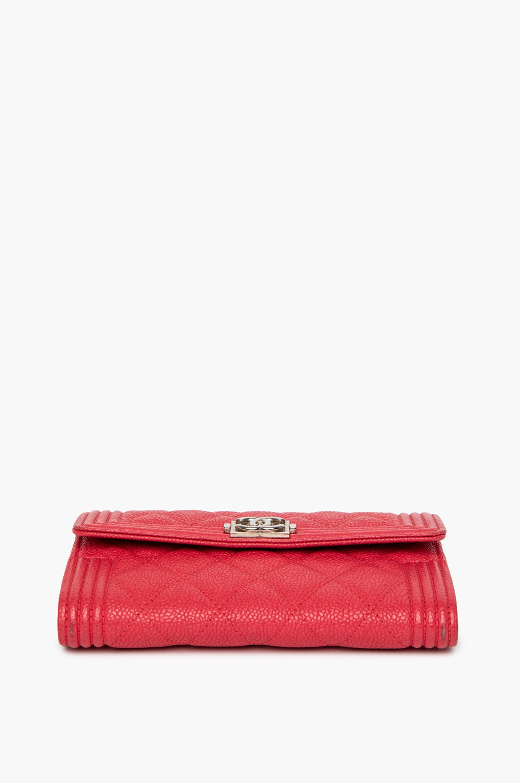 Chanel Cherry Red Caviar Boy Flap Wallet