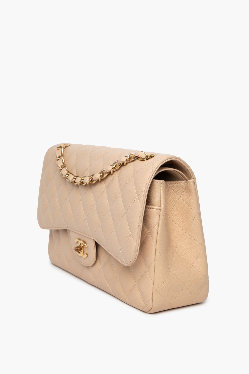 Chanel Beige Caviar Jumbo Classic Double Flap Bag