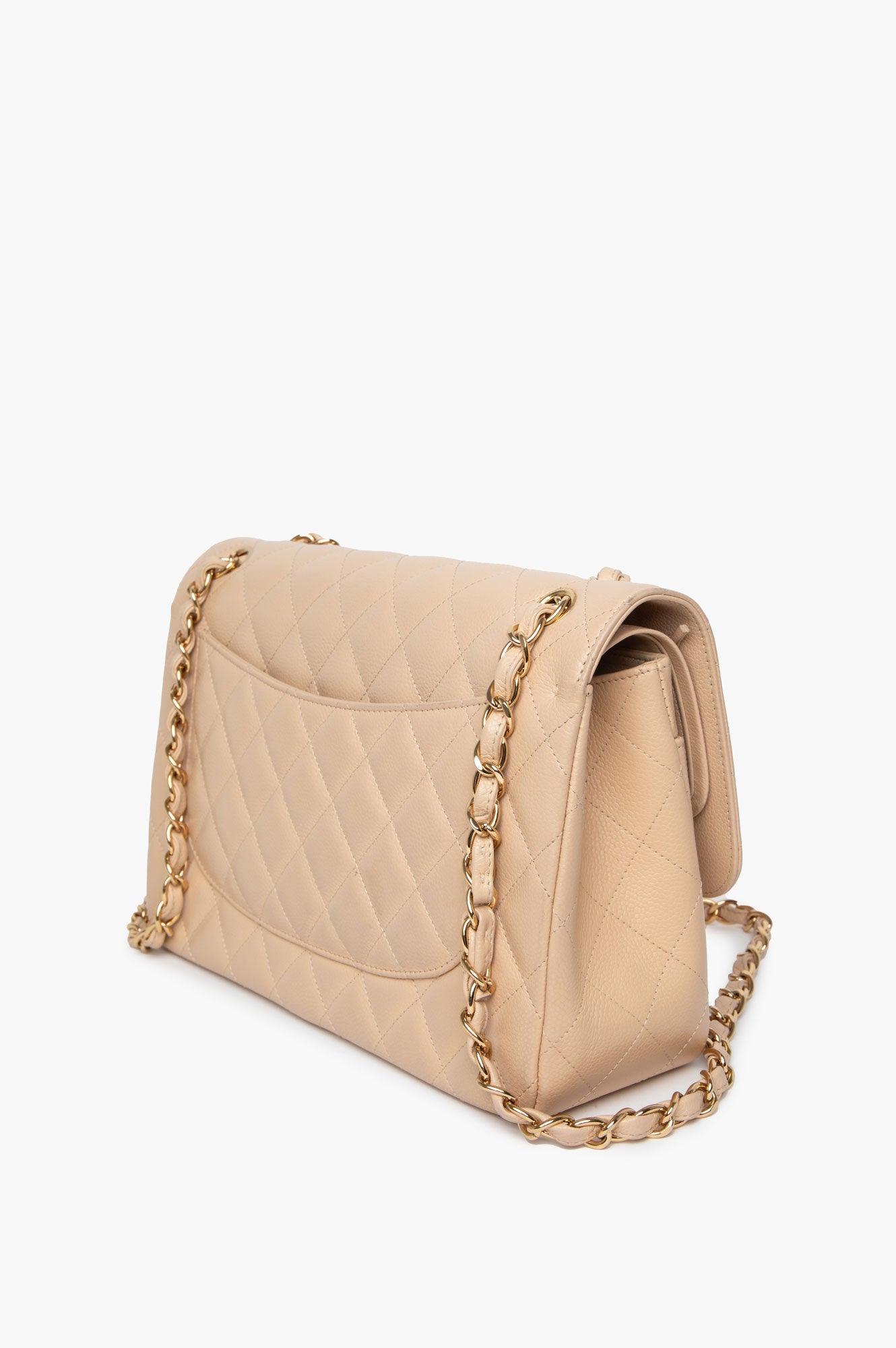 Chanel Beige Caviar Jumbo Classic Double Flap Bag