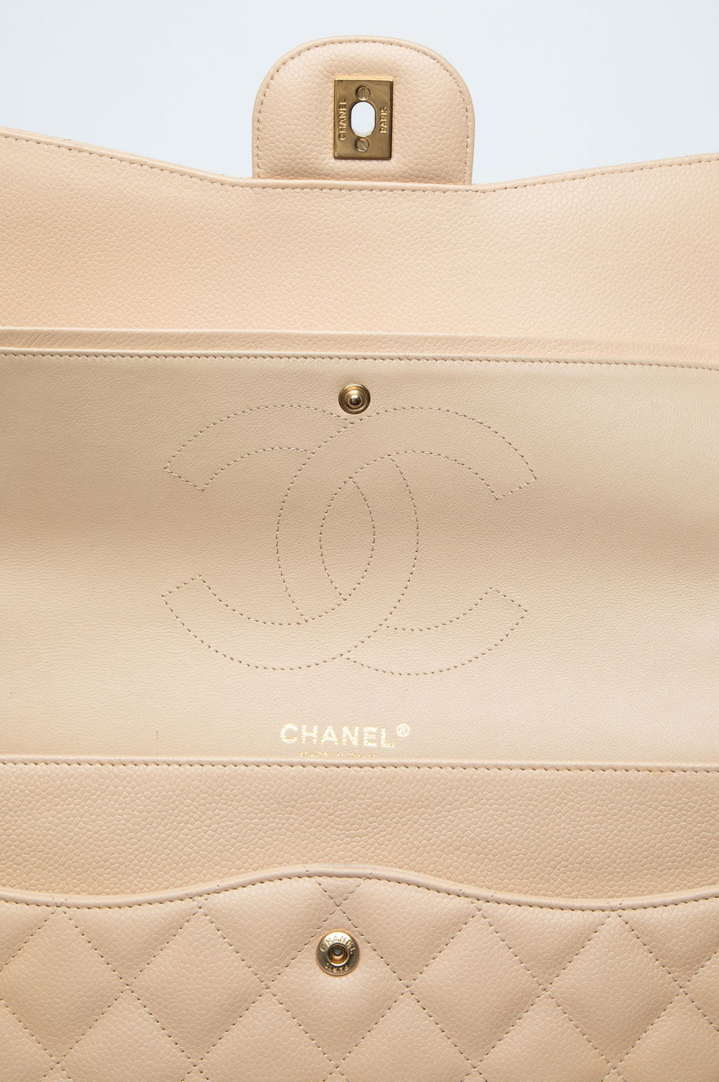 Chanel Beige Caviar Jumbo Classic Double Flap Bag