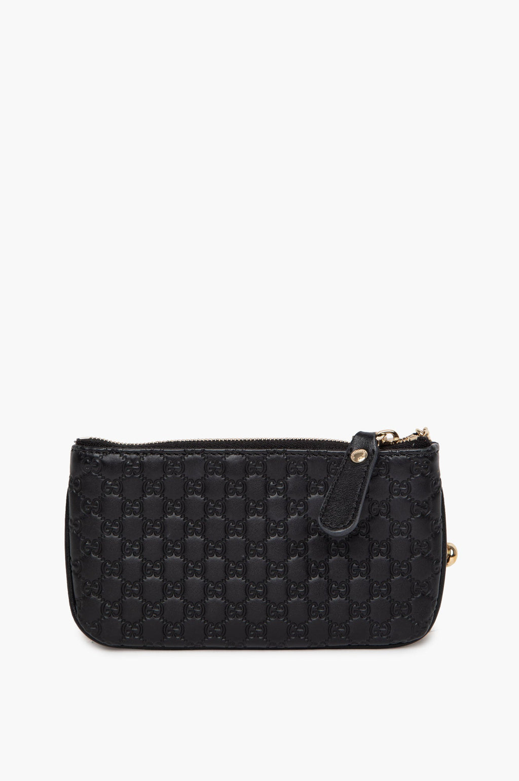 Gucci Guccissima Black Monogram Leather Key Ring Zip Pouch