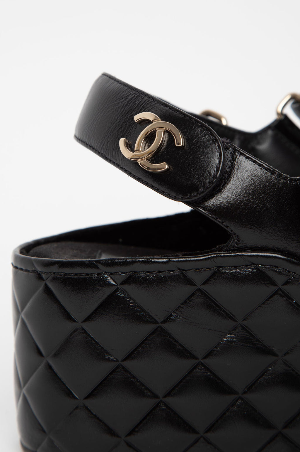 Chanel Black Quilted CC Logo Wedge Sandals Size 39