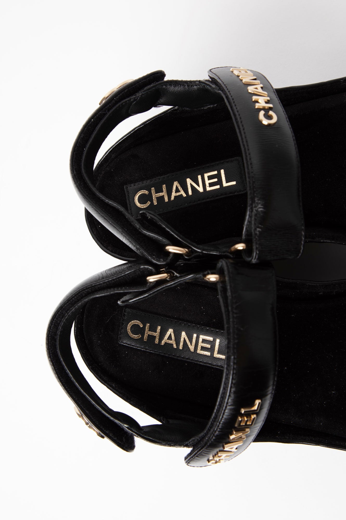 Chanel Black Quilted CC Logo Wedge Sandals Size 39
