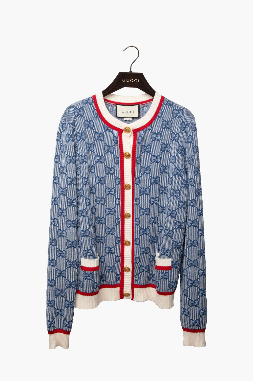 Gucci 2021 Blue GG Cardigan Sweater Size M