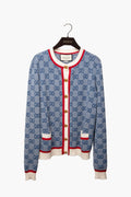 Gucci 2021 Blue GG Cardigan Sweater Size M
