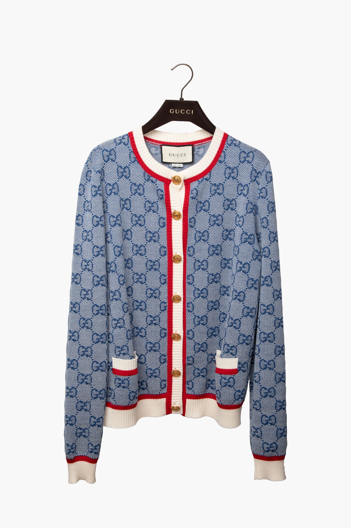 Gucci 2021 Blue GG Cardigan Sweater Size M