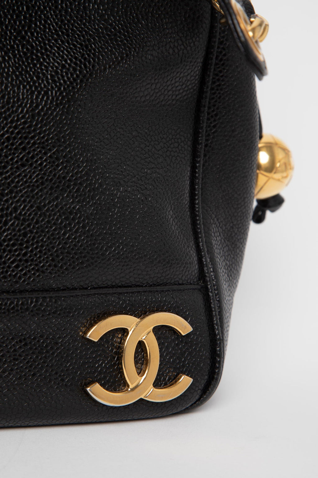 Chanel Black Caviar Triple CC Logo Tote Bag