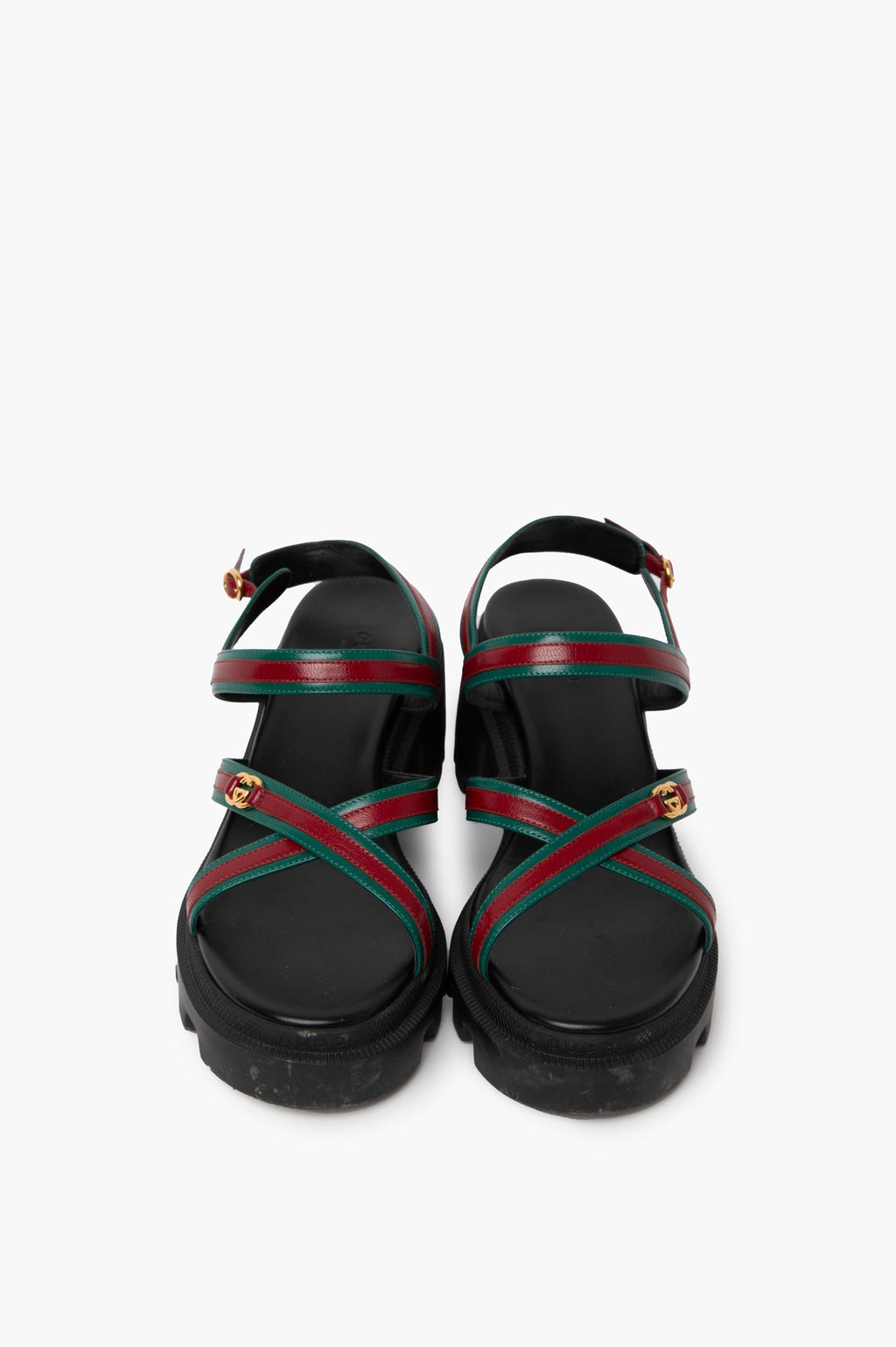 Gucci Green/Red GG Interlocking Sandals Size 40