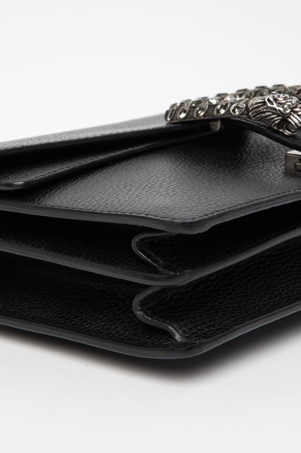 Gucci Medium Black Pebbled Leather Dionysus Shoulder Bag
