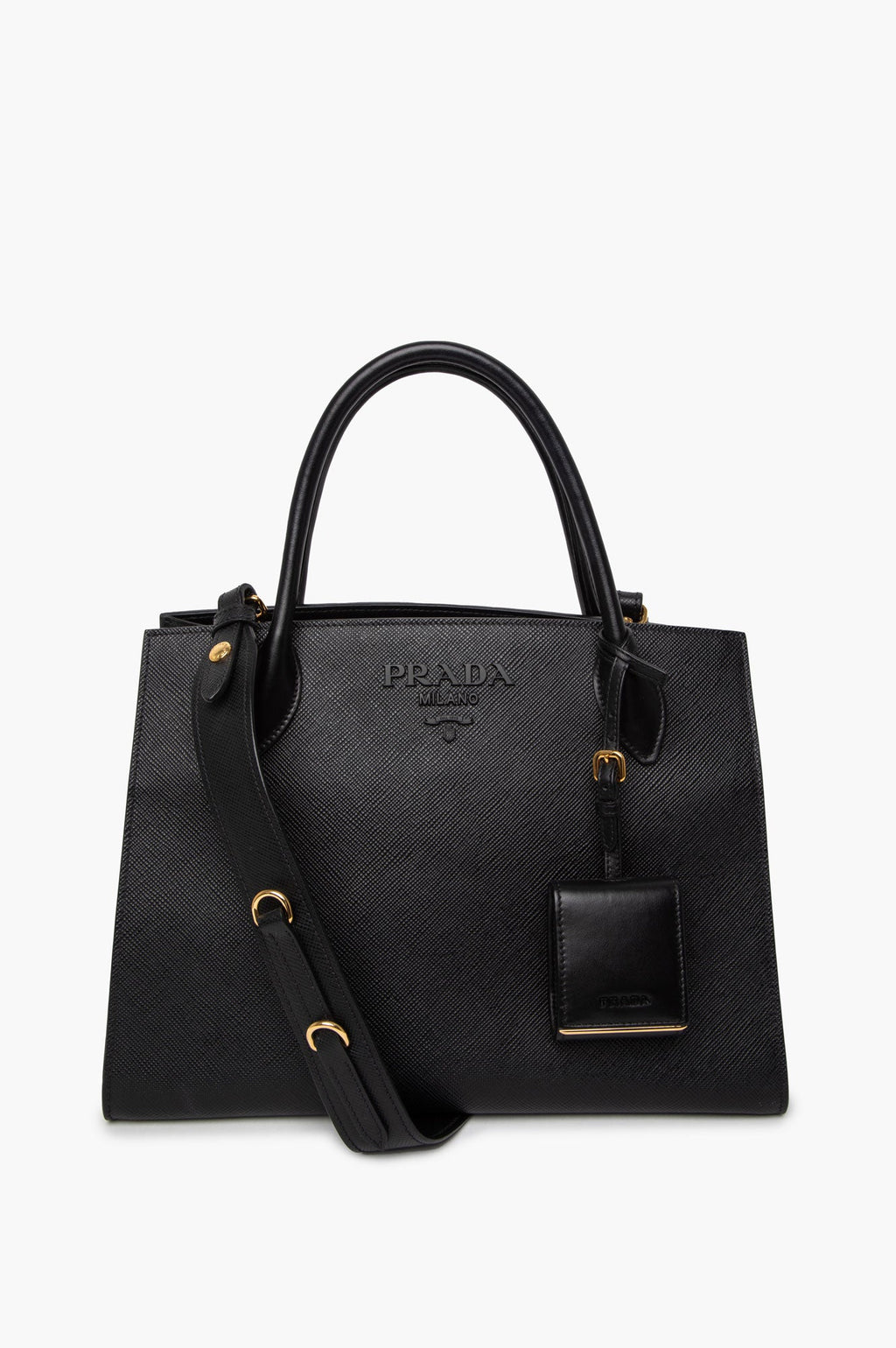 Prada Monochrome Matte Black Medium Saffiano Tote