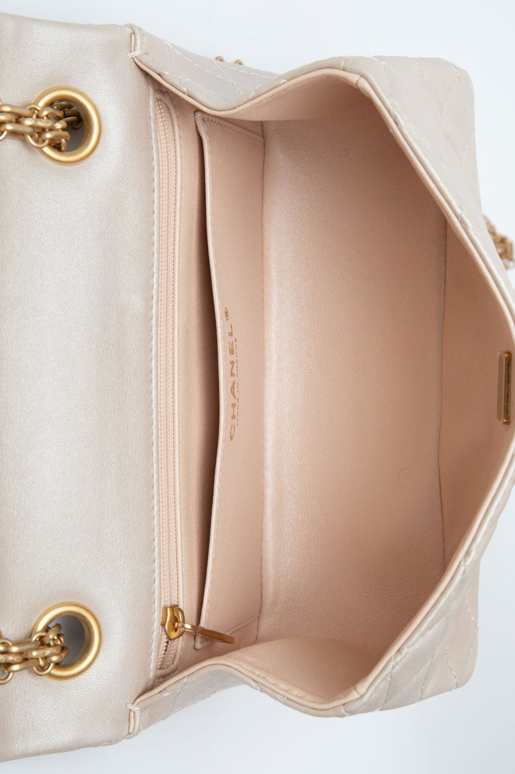 Chanel Beige Pearl Lambskin Mini 2.55 Reissue Flap Bag