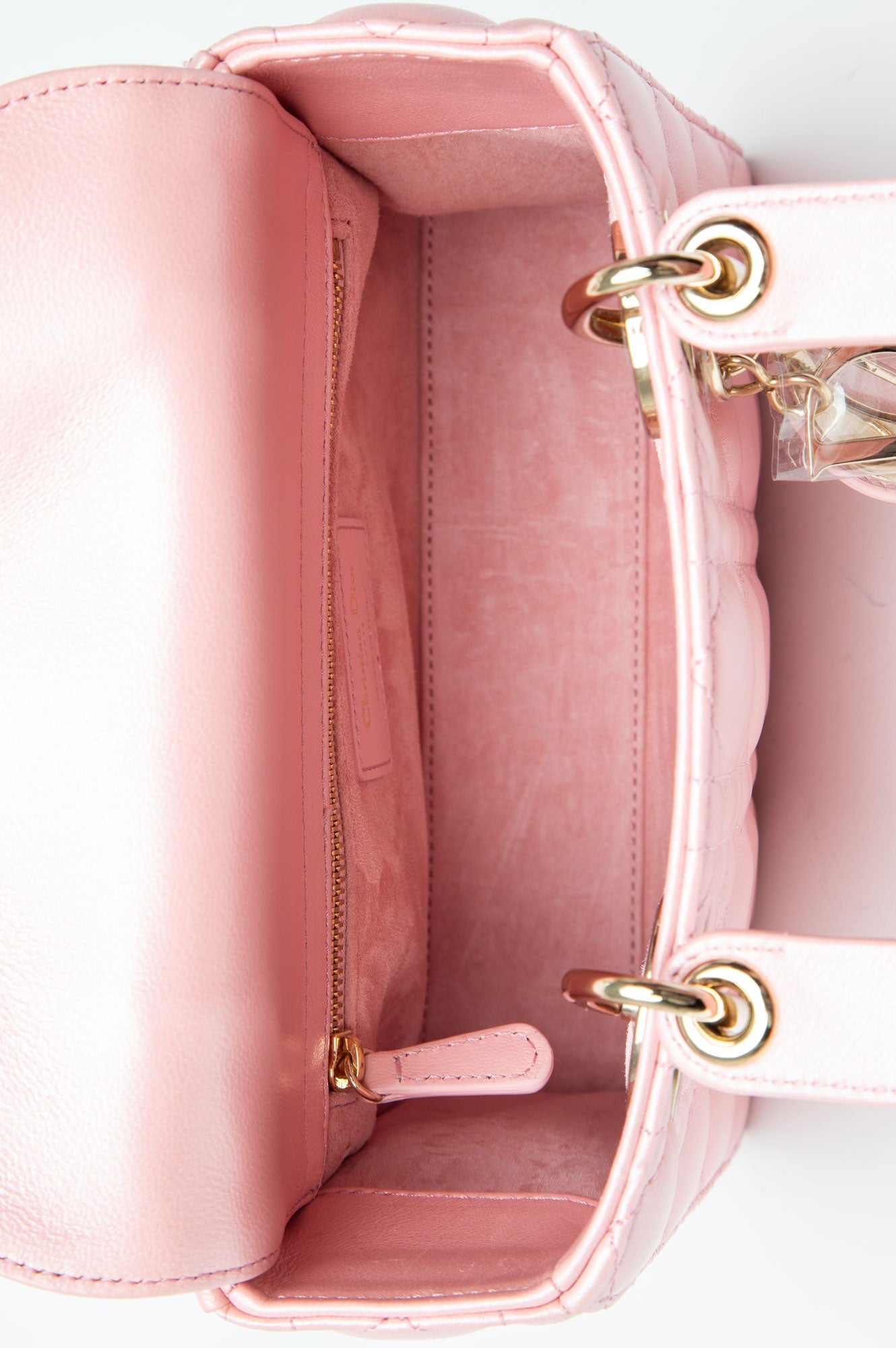 Christian Dior Small Melocoton Pearl Pink Cannage Lady Dior