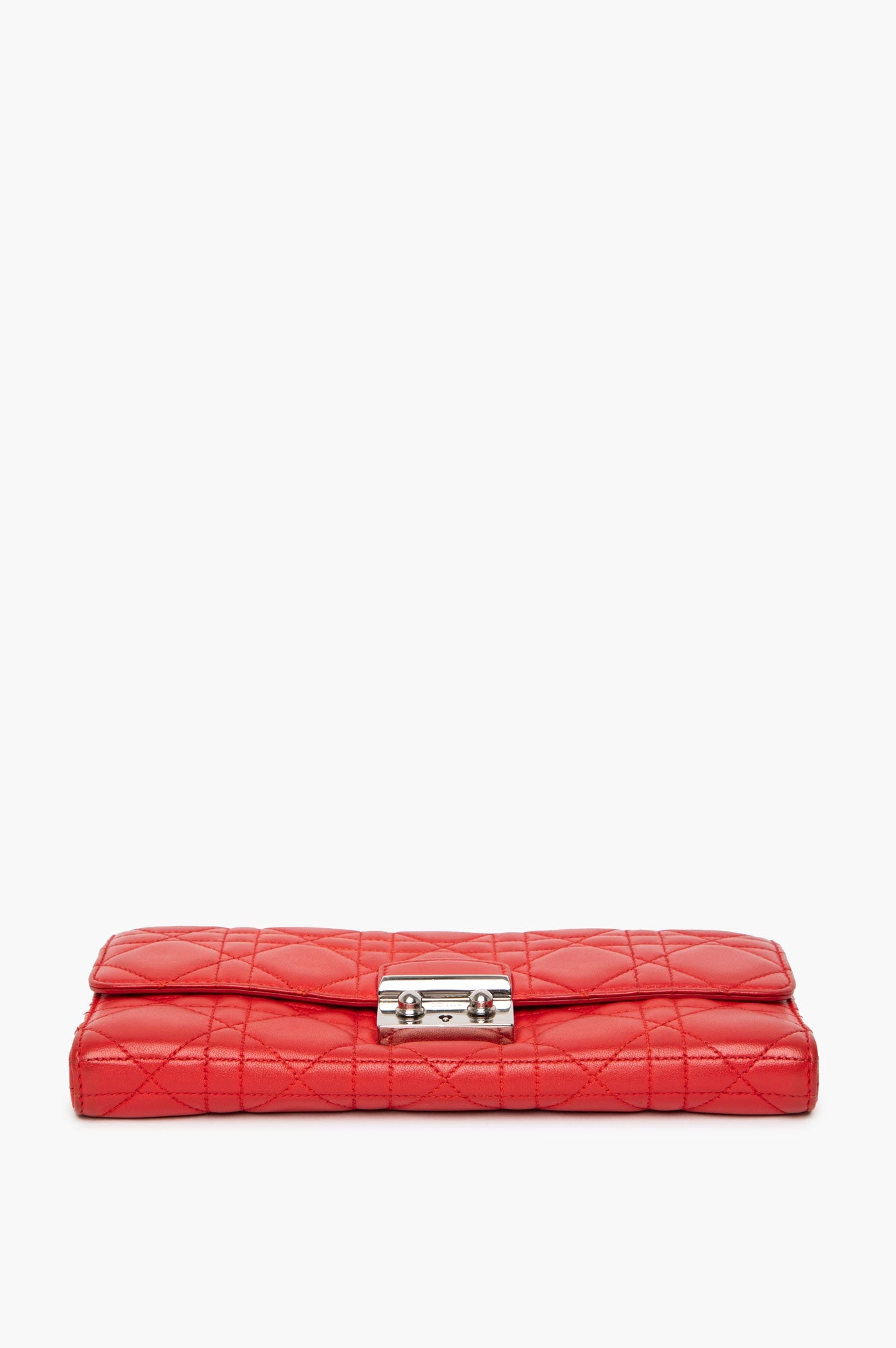 Christian Dior Red Miss Dior Lambskin Wallet On Chain
