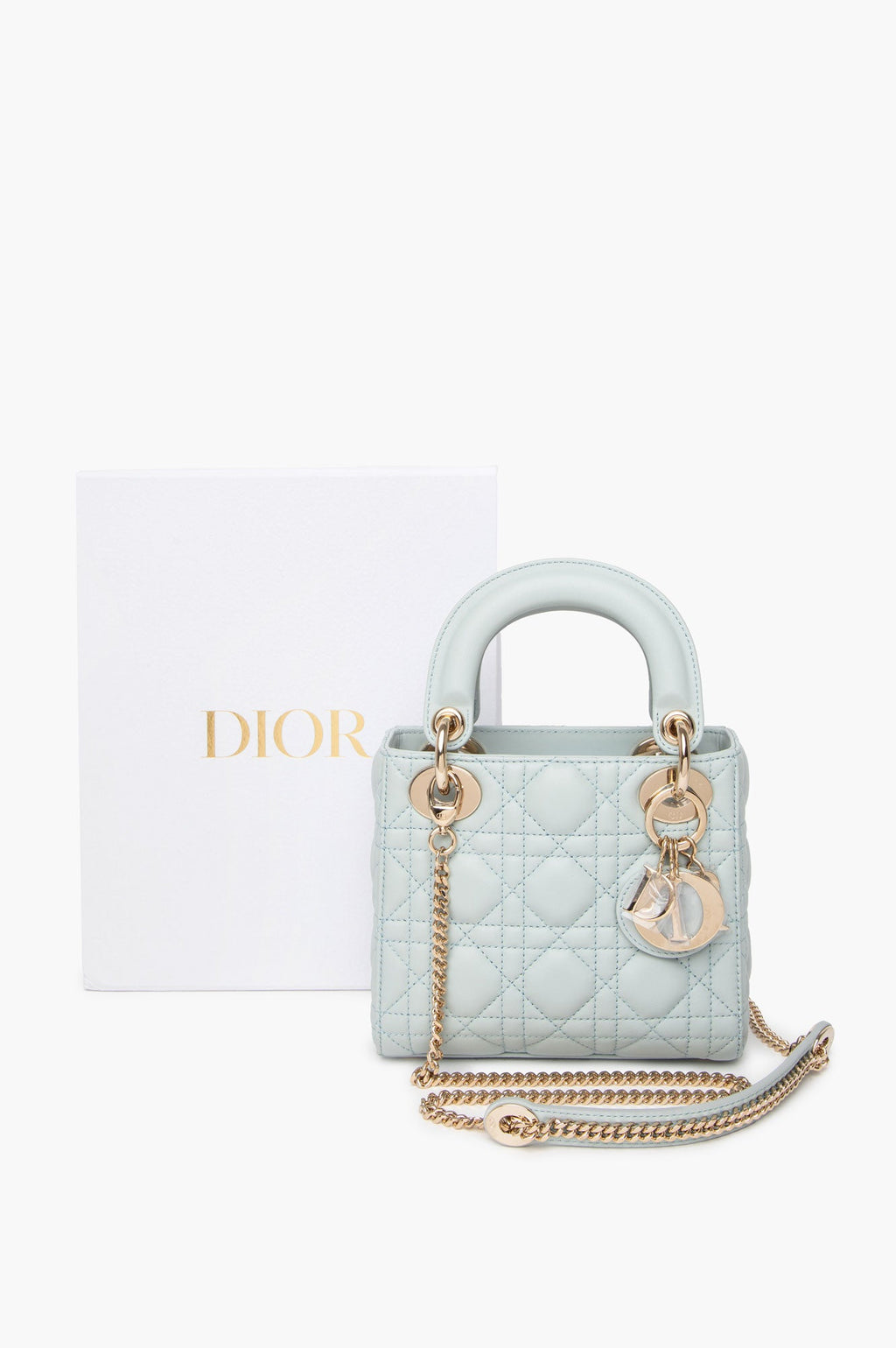 Christian Dior Mini Placid Blue Cannage Lady Dior