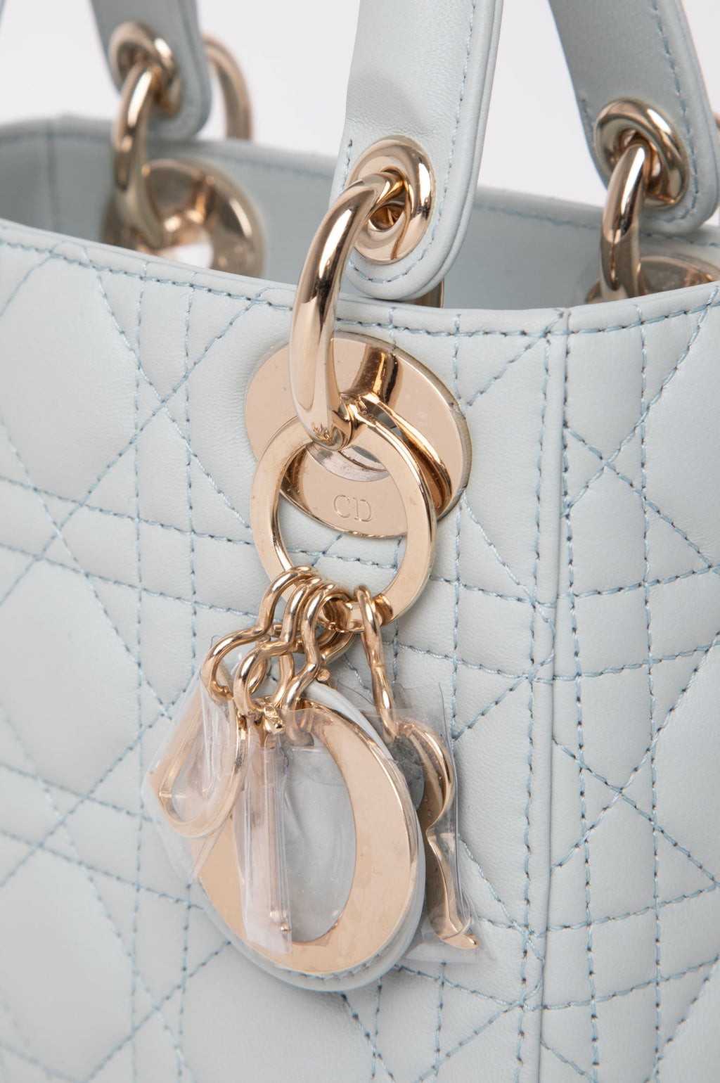 Christian Dior Mini Placid Blue Cannage Lady Dior