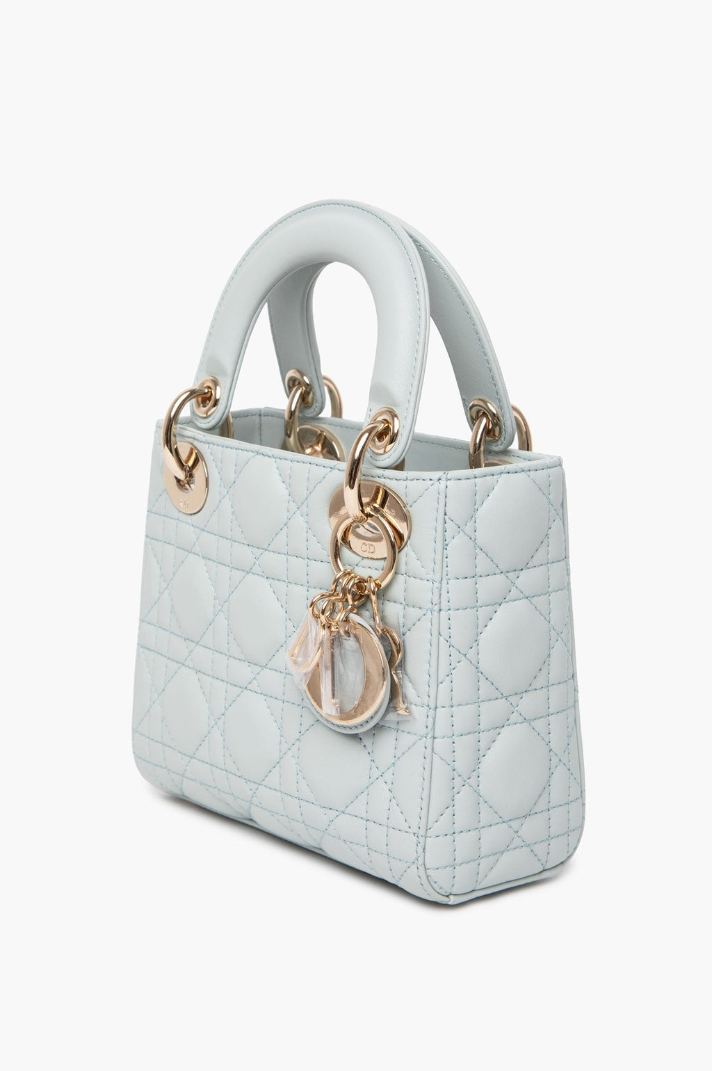 Christian Dior Mini Placid Blue Cannage Lady Dior