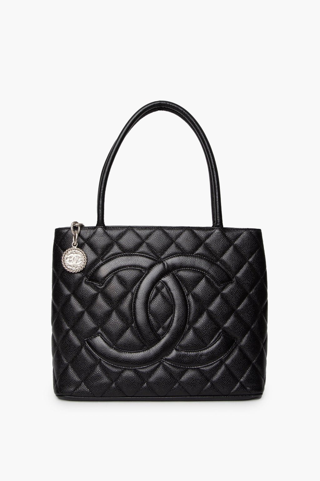 Chanel Black Medallion Caviar Leather Tote