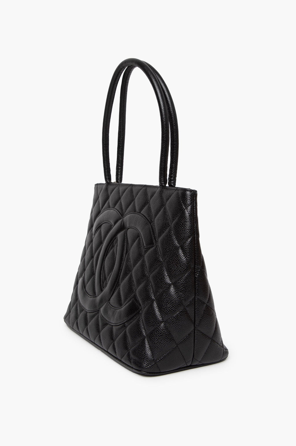 Chanel Black Medallion Caviar Leather Tote