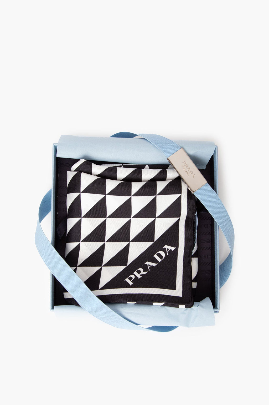 Prada Black/White Silk Scarf 45cm