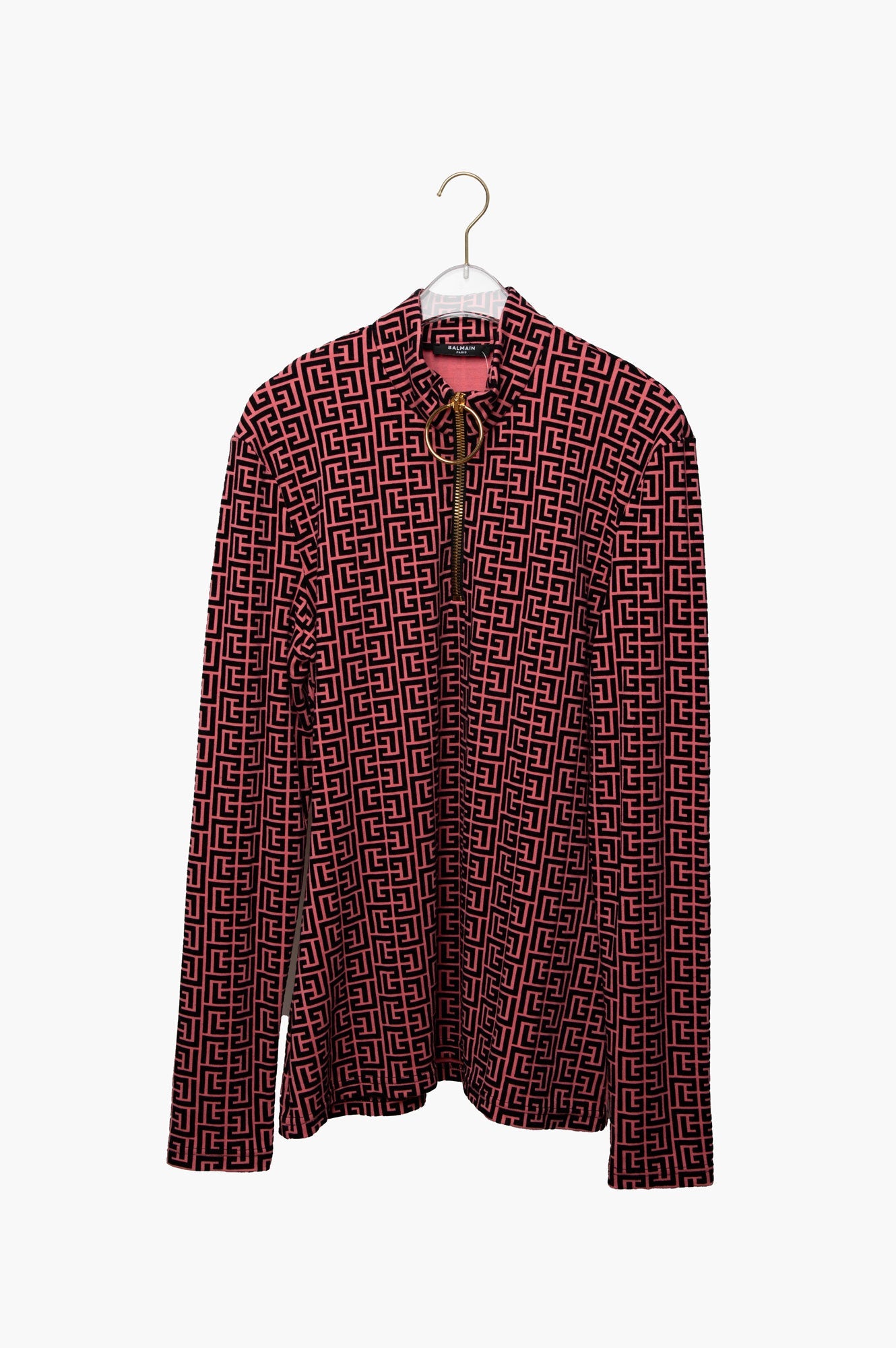 Balmain Pink Logo Jacquard Knit Top Size 46