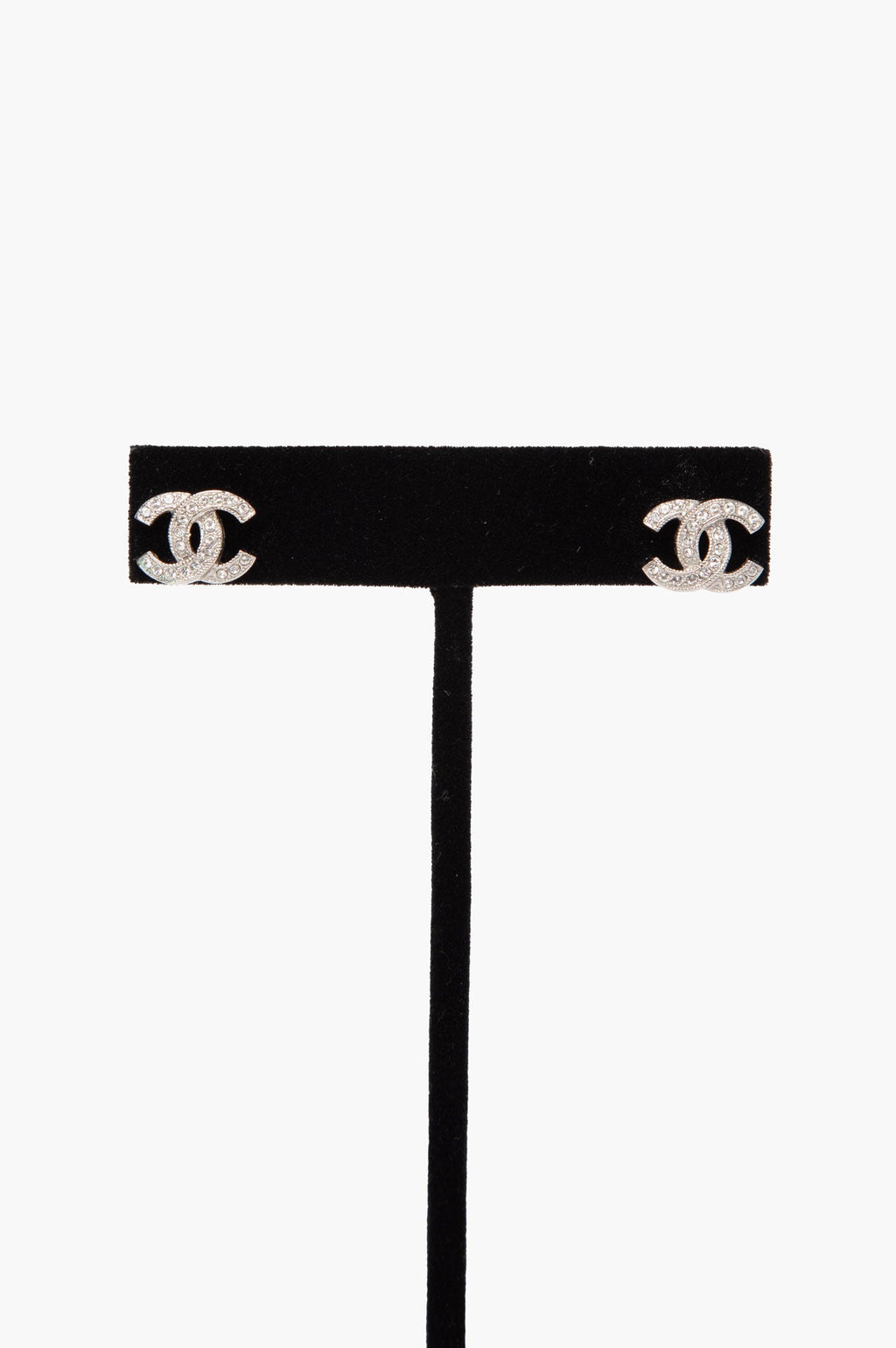 Chanel CC Crystal Stud Earrings