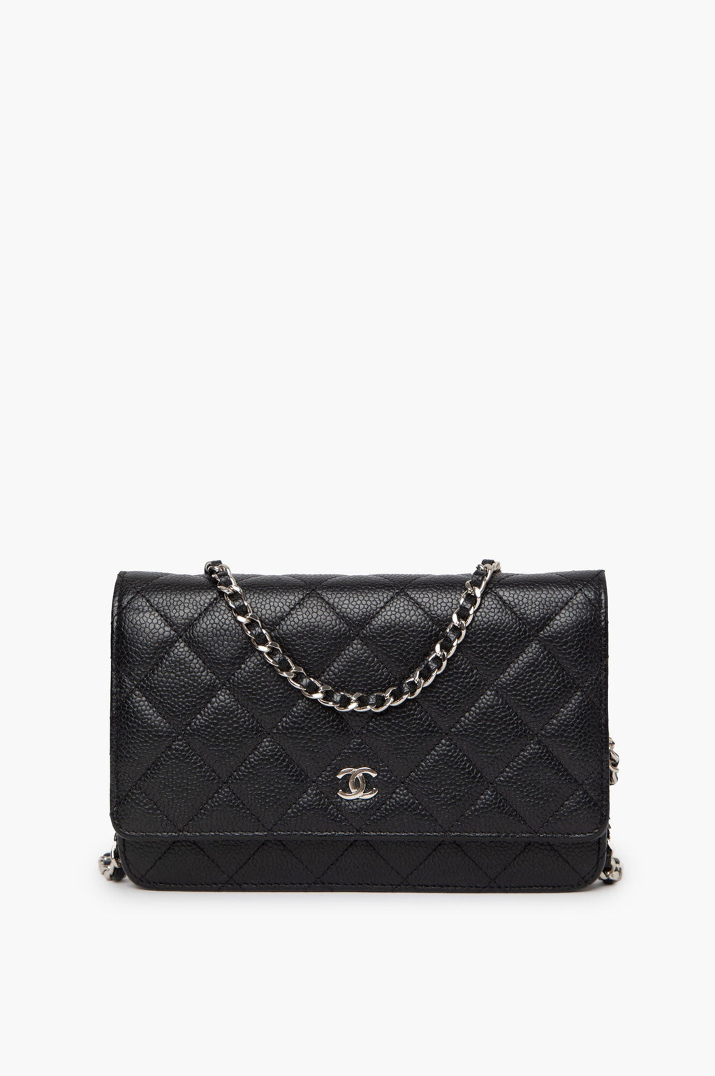 Chanel 2017 Black Caviar Leather Wallet On Chain Bag