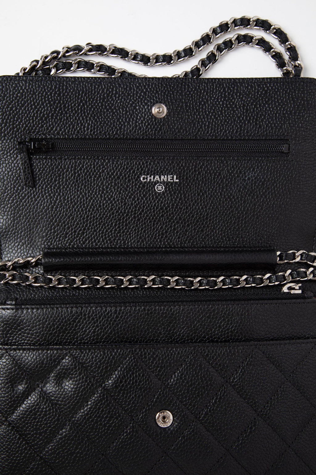 Chanel 2017 Black Caviar Leather Wallet On Chain Bag