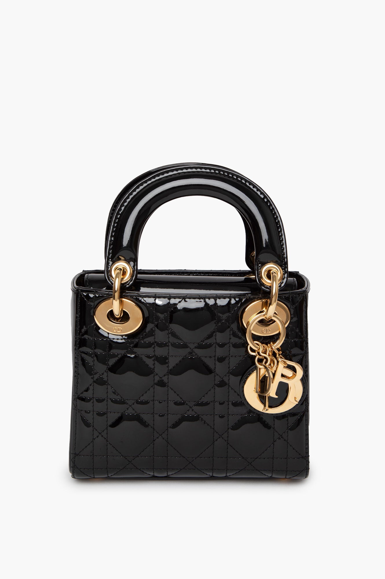Christian Dior Black Lady Dior Mini Patent Bag