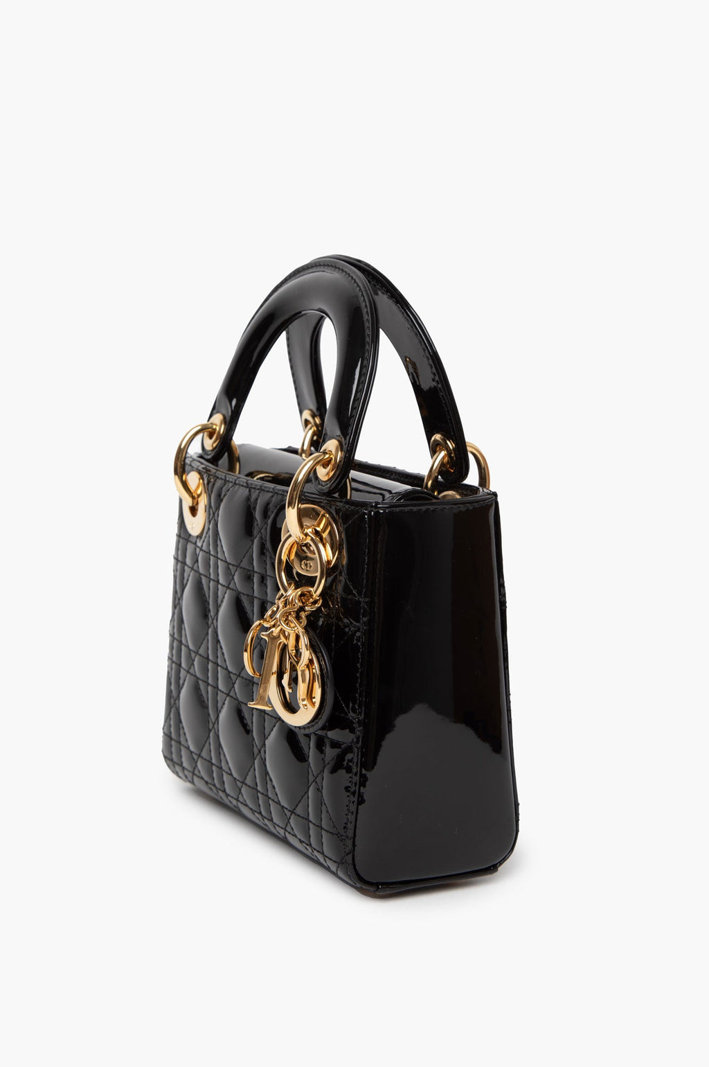 Christian Dior Black Lady Dior Mini Patent Bag