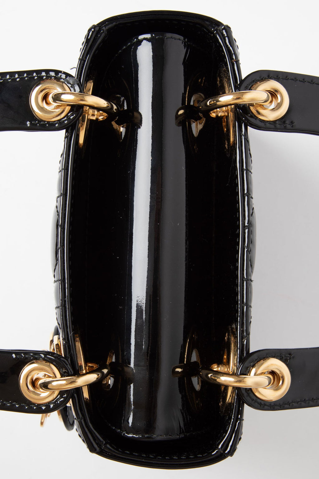 Christian Dior Black Lady Dior Mini Patent Bag