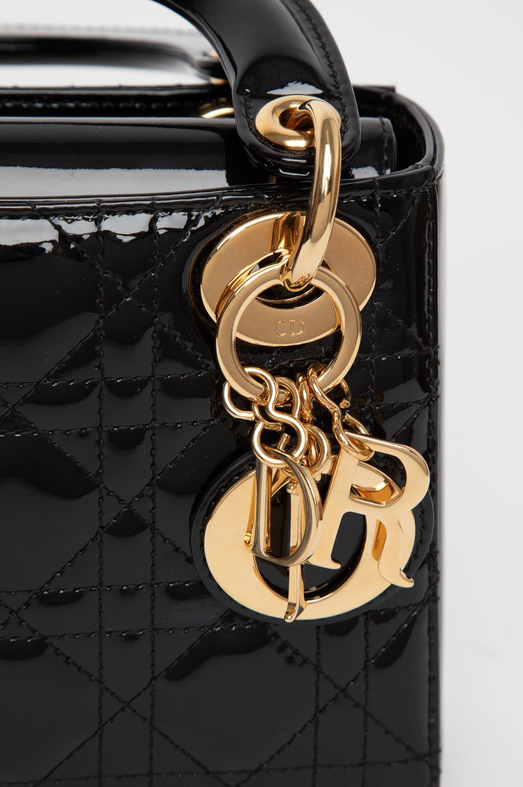 Christian Dior Black Lady Dior Mini Patent Bag