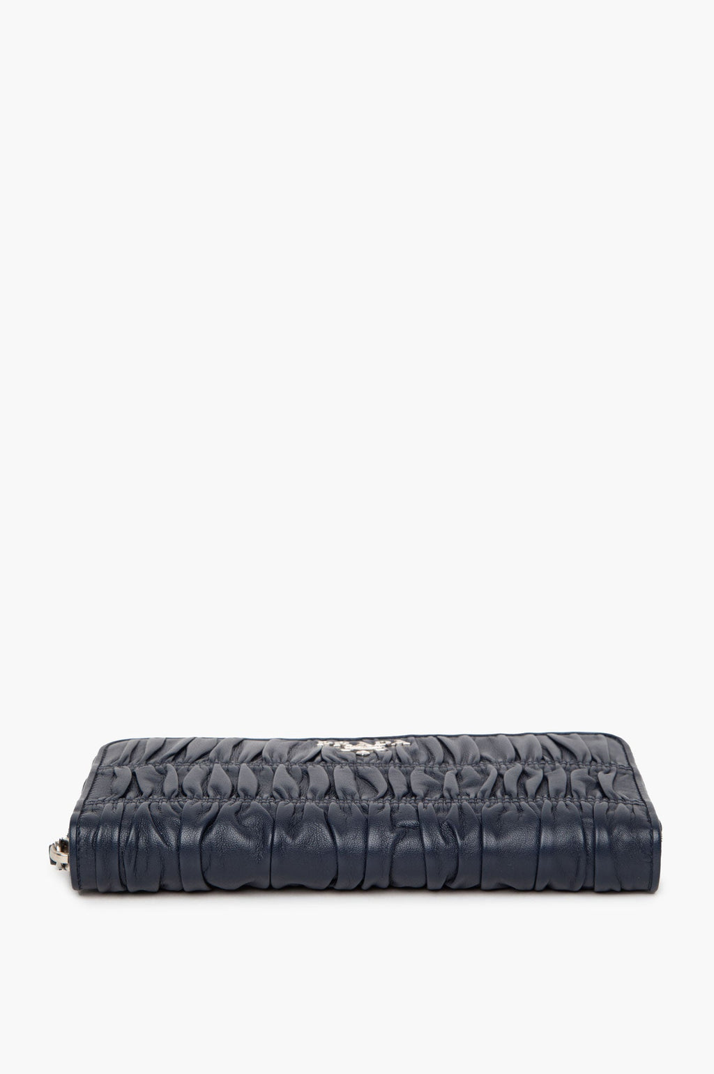 Prada Navy Blue Nappa Gaufre Zip-Around Wallet
