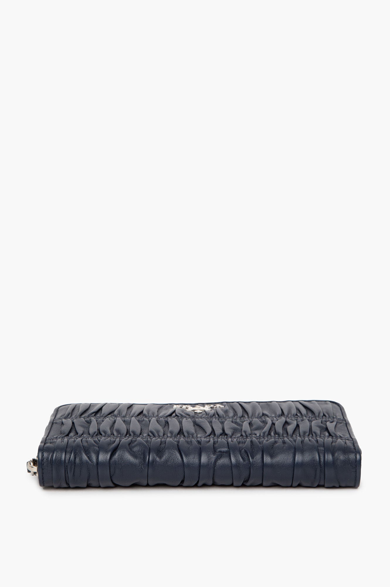 Prada Navy Blue Nappa Gaufre Zip-Around Wallet