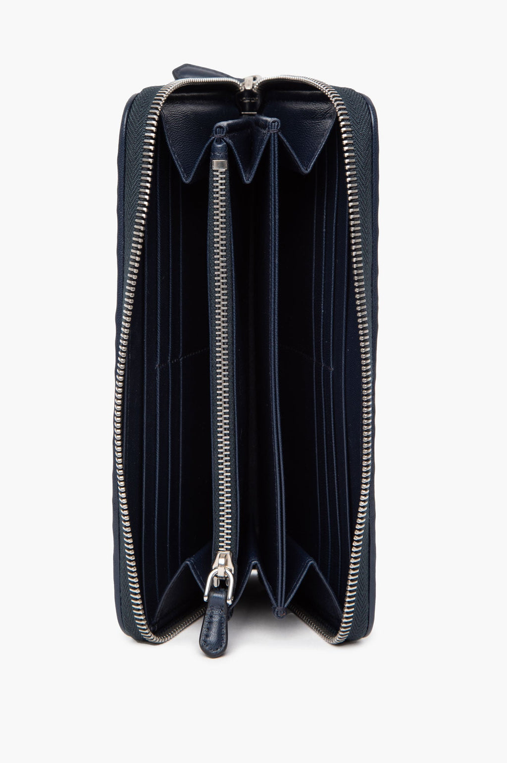 Prada Navy Blue Nappa Gaufre Zip-Around Wallet