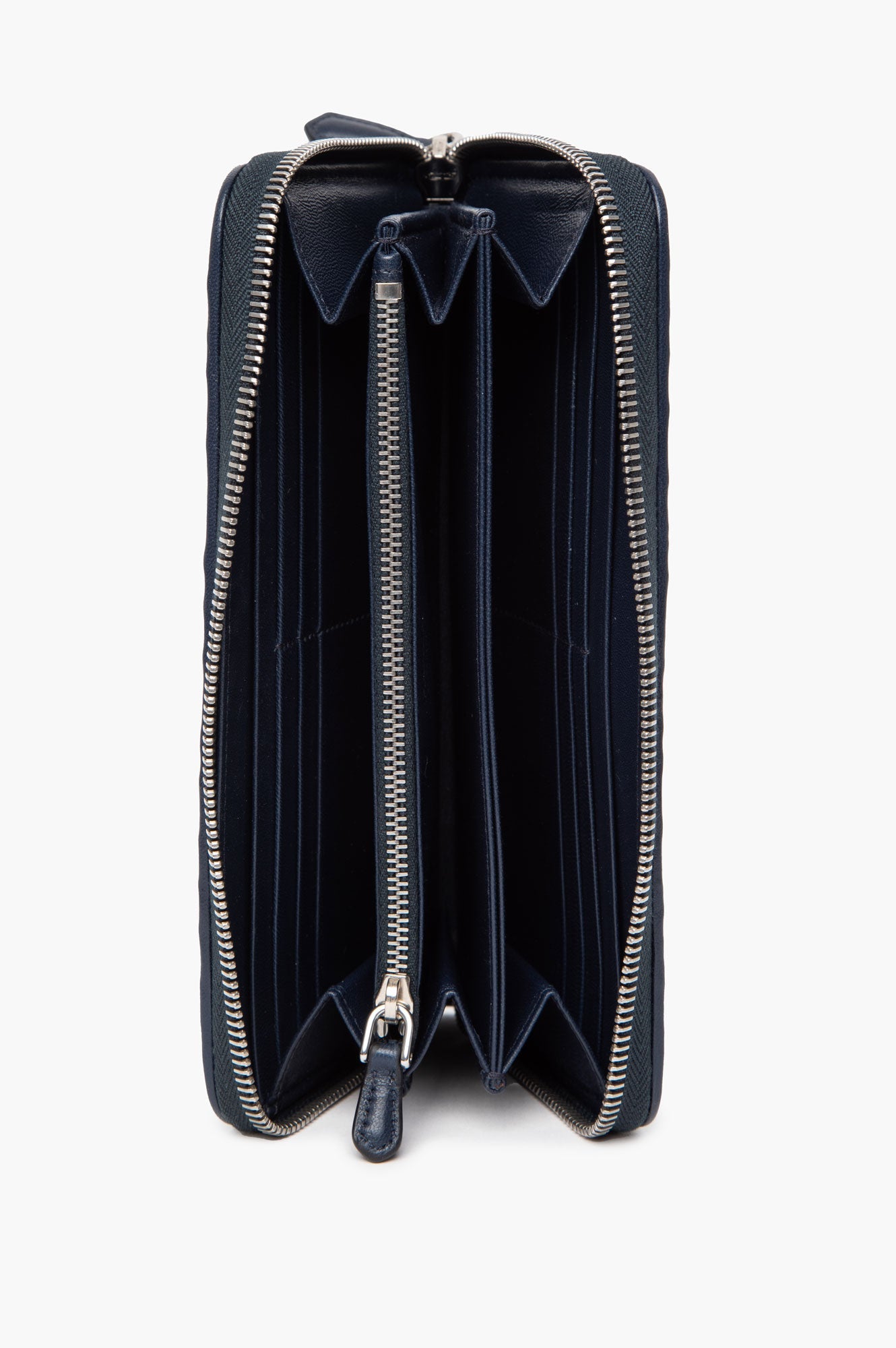 Prada Navy Blue Nappa Gaufre Zip-Around Wallet