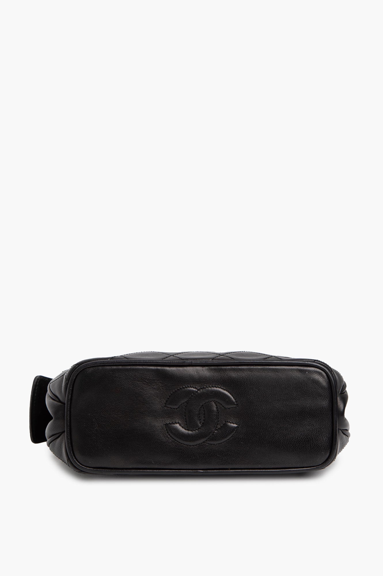Chanel Vintage Black Lambskin Top Handle 24k Gold Frame Bag
