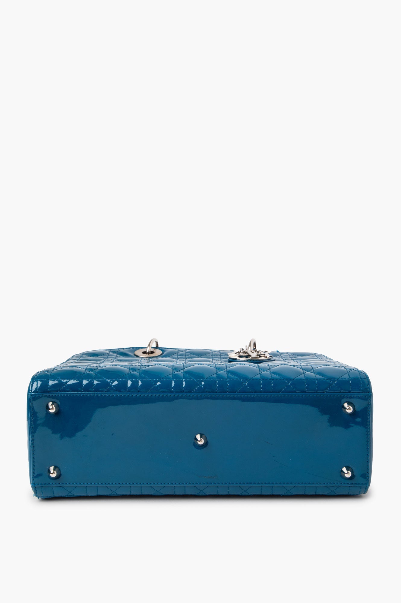 Christian Dior Large Blue Patent Cannage Lady Dior