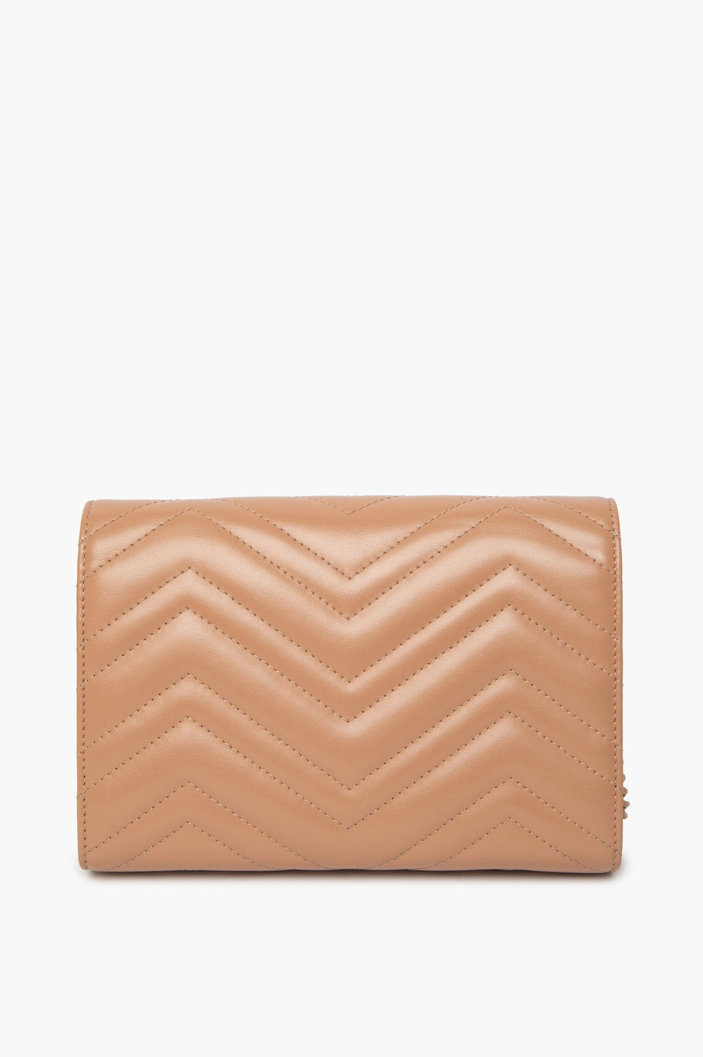 Gucci GG Marmont Nude Matelassé Leather Wallet On Chain