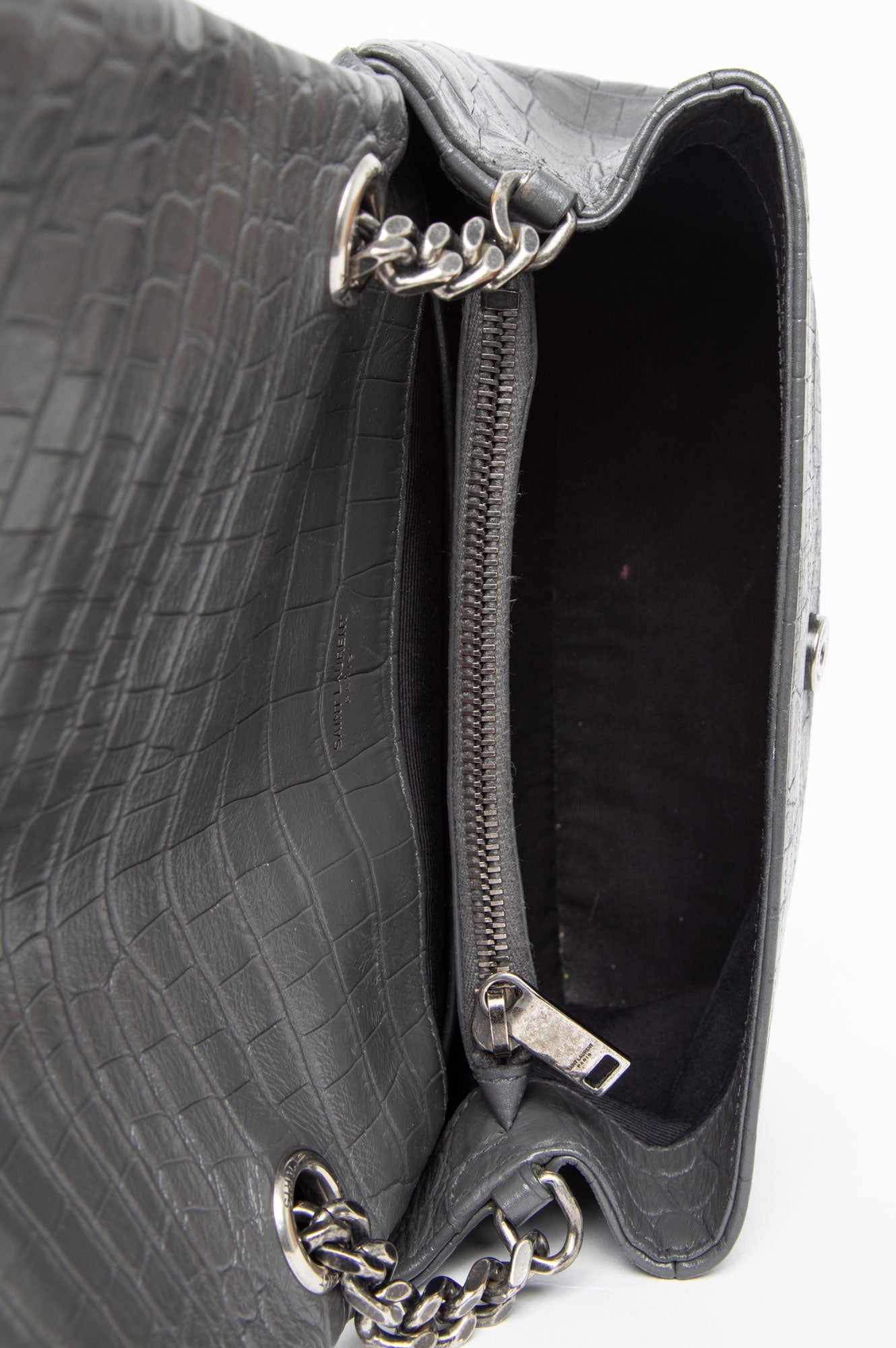 Saint Laurent West Hollywood Croc Embossed Shoulder Bag