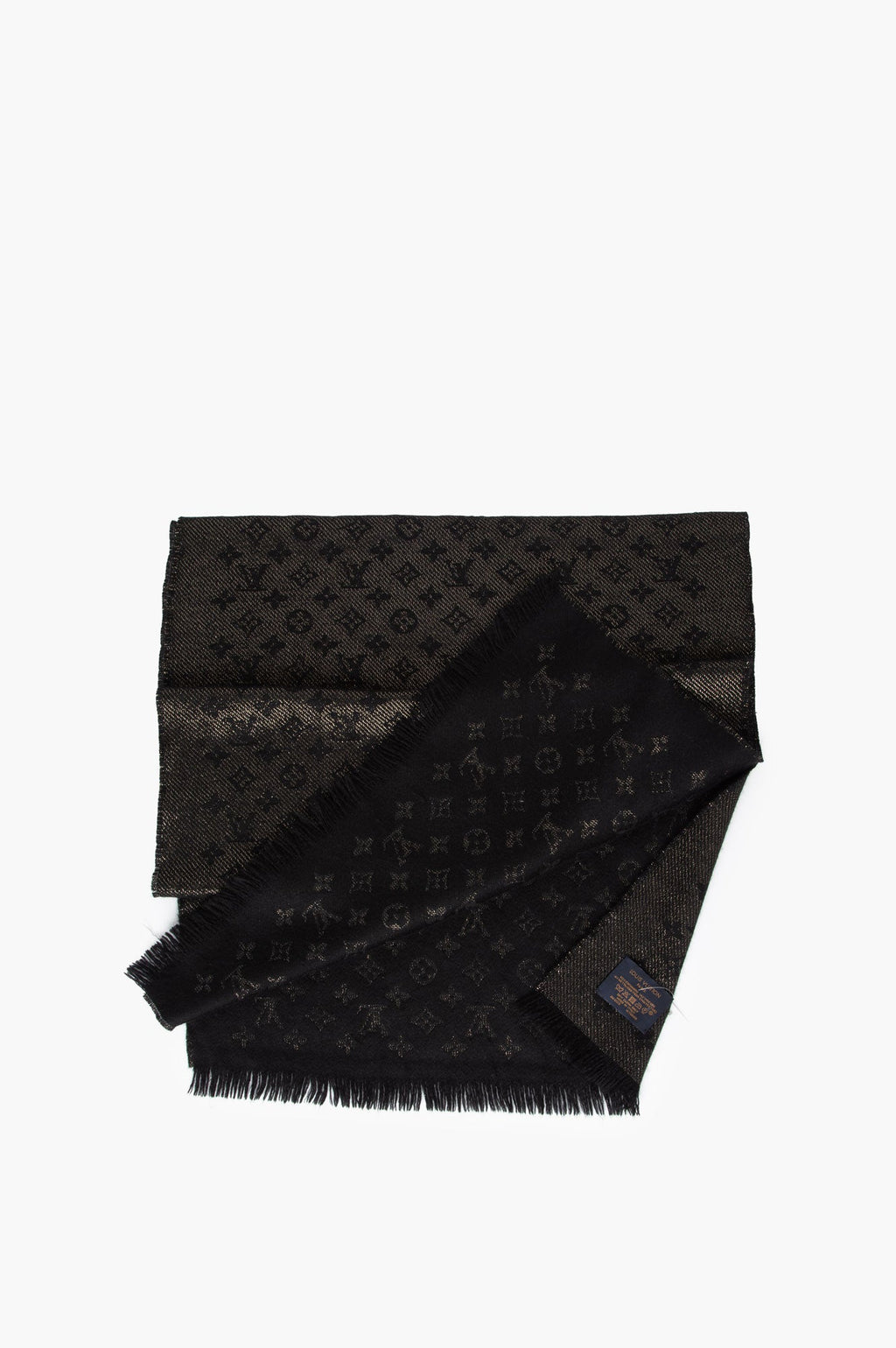 Louis Vuitton Cashmere Black/Gold Monogram Scarf