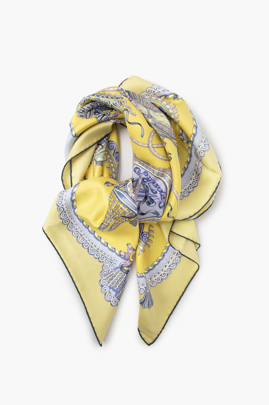 Hermes Yellow Paperoles Silk Scarf 90cm