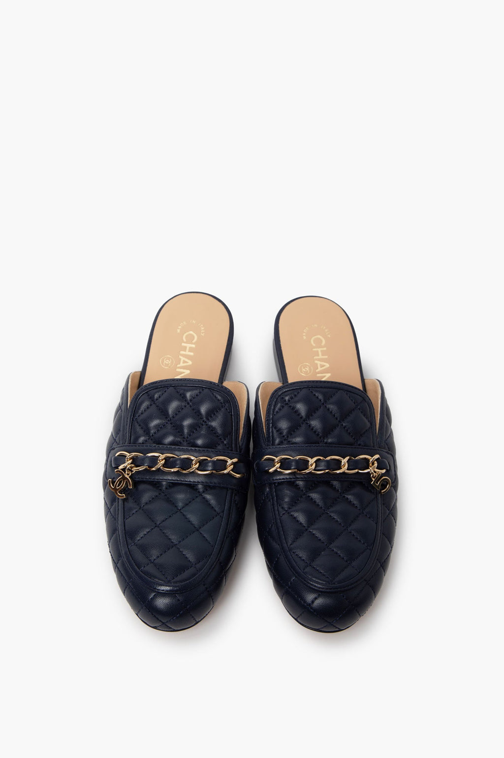 Chanel Blue Quilted Slip-on Mules Size 36.5